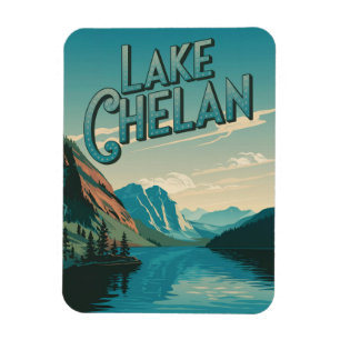 Lake Chelan Washington Vintage Magnet