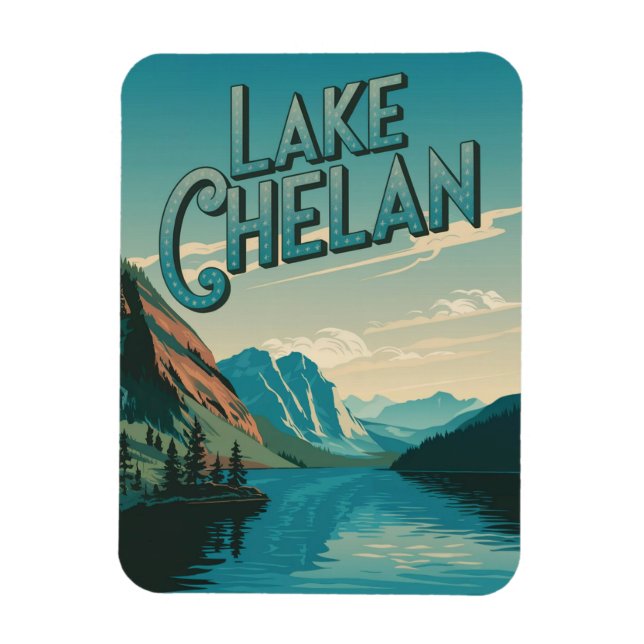 Lake Chelan Washington Vintage Magnet (Vertical)