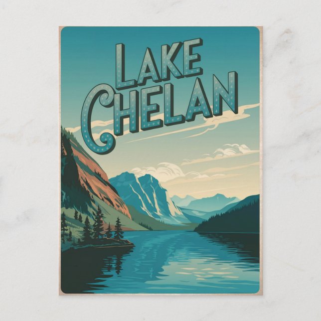 Lake Chelan Washington Vintage Postcard (Front)