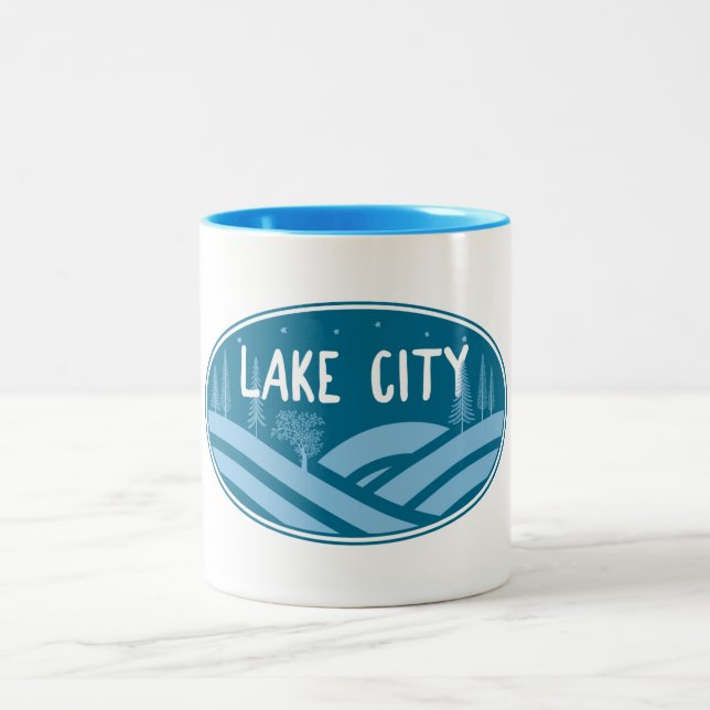Lake City Colorado Outdoors Two-Tone Coffee Mug (Center)