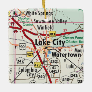 Lake City FL Map Ceramic Ornament