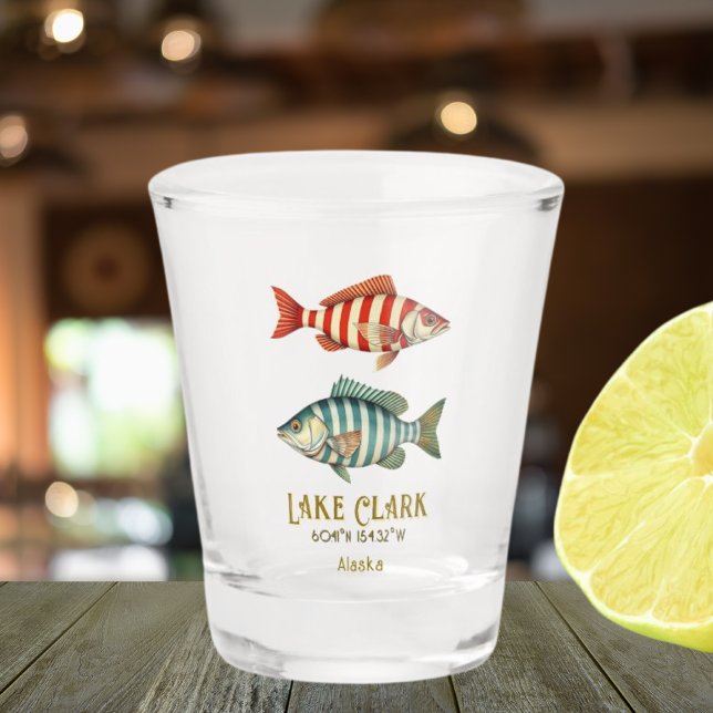 Lake Clark Alaska USA nautical fish   Shot Glass (Creator Uploaded)