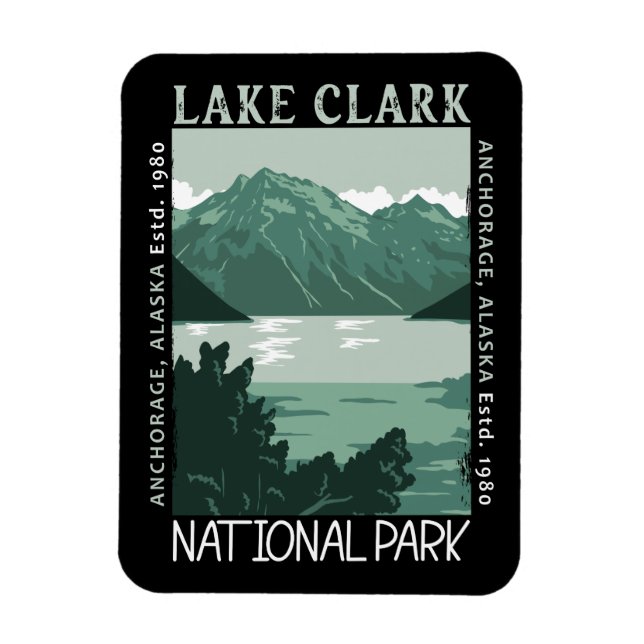 Lake Clark National Park Alaska Vintage Distressed Magnet (Vertical)