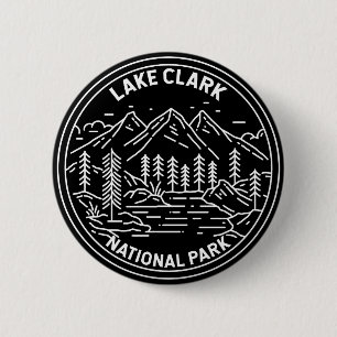 Lake Clark National Park Alaska Vintage Monoline 6 Cm Round Badge