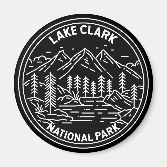 Lake Clark National Park Alaska Vintage Monoline Magnet (Front)