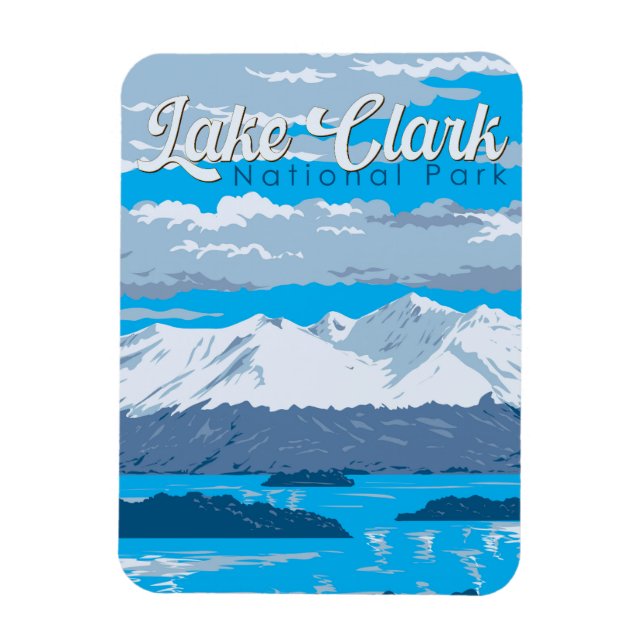 Lake Clark National Park Illustration Travel Art Magnet (Vertical)