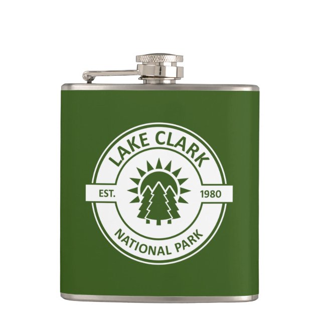 Lake Clark National Park Sun Trees Hip Flask (Front)