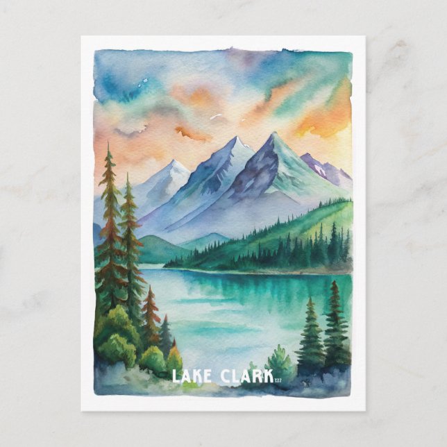 Lake Clark National Park Watercolor Painting Postcard (Front)