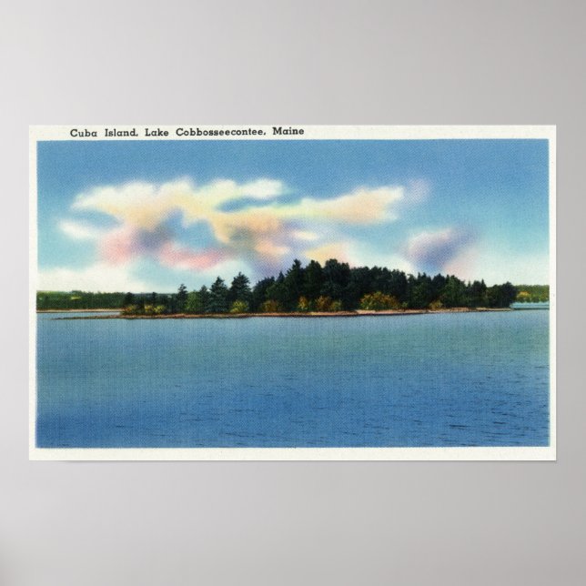 Lake Cobbosseecontee View of Cuba Island Poster (Front)