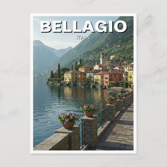 Lake Como Bellagio Italy Travel Postcard (Front)