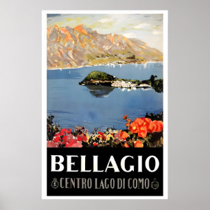 Lake Como Bellagio Vintage Italian POSTER PRINT