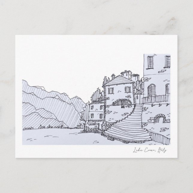 Lake Como hand sketch  Postcard (Front)