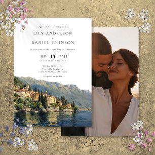 Lake Como Italian Destination Photo Wedding Invitation
