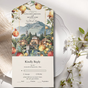 Lake Como  Italy Destination Wedding All In One Invitation