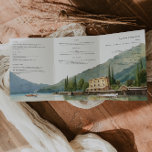 Lake Como Italy | Illustrated Wedding  Tri-Fold Invitation<br><div class="desc">Set the tone for an exciting wedding weekend with a custom itinerary invitation. This "roomy" invitation is a great way to give your guests additional information on the wedding. These cards can list the festivities surrounding your wedding weekend, such as welcome cocktails, after-parties, and morning after brunches. If you’re planning...</div>