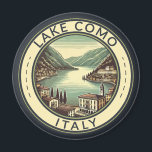 Lake Como Italy Illustration Travel Art Badge Magnet<br><div class="desc">Lake Como painterly art design. Lake Como,  in Northern Italy’s Lombardy region,  is an upscale resort area known for its dramatic scenery,  set against the foothills of the Alps.</div>
