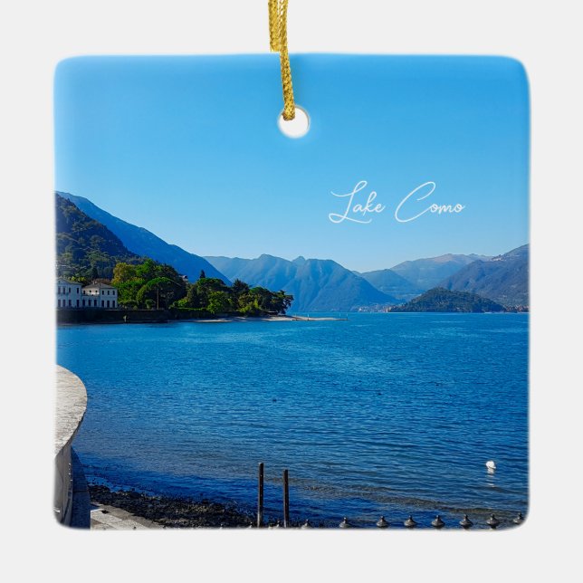 Lake Como Italy Landscape Mountains Ceramic Ornament (Front)
