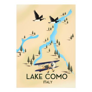 Lake Como Italy Map Travel poster