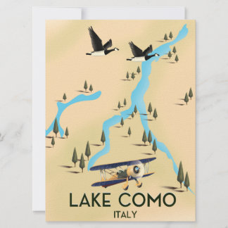 Lake Como Italy Map Travel poster Invitation