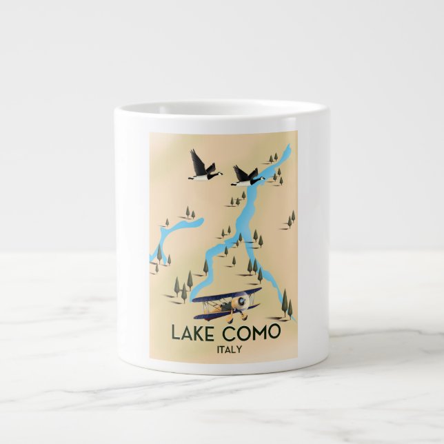 Lake Como Italy Map Travel poster Large Coffee Mug (Front)