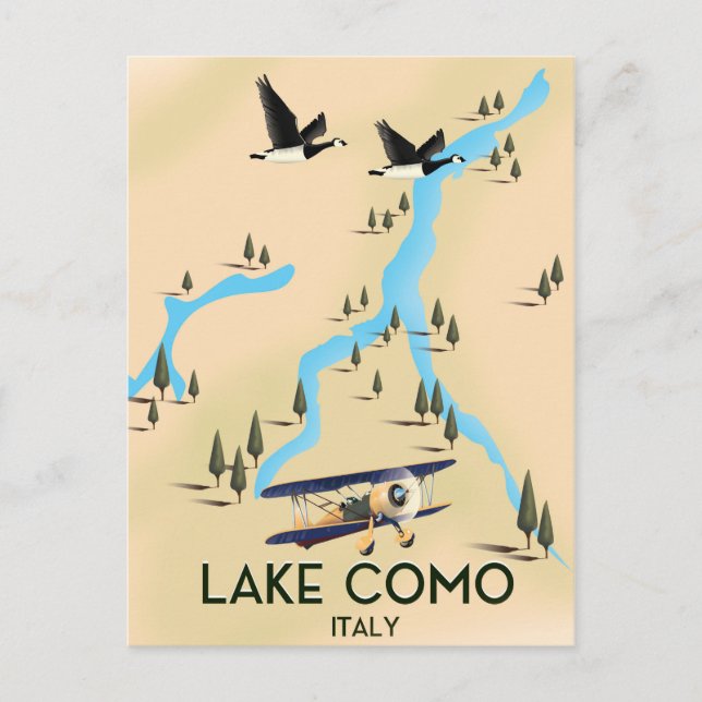 Lake Como Italy Map Travel poster Postcard (Front)