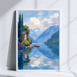 Lake Como, Italy Painting Art Poster Print