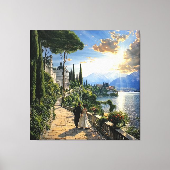 Lake Como Italy Romantic Canvas Wall Art (Front)