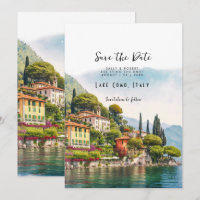 Lake Como Italy scenic save the date card