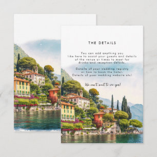 Lake Como Italy summer wedding information card