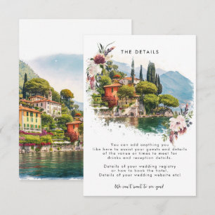 Lake Como Italy summer wedding information card
