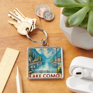 Lake como italy tin sign key ring