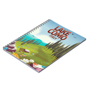 Lake Como Italy travel postcard. Notebook
