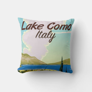 Lake Como Italy travel poster Cushion