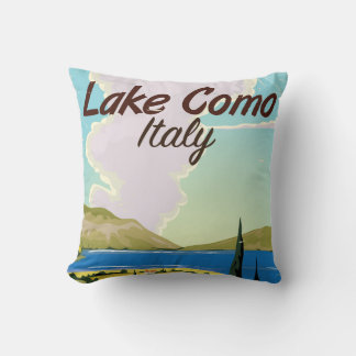 Lake Como Italy travel poster Cushion