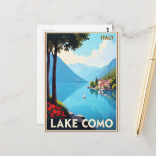 Lake Como, Italy travel poster, Postcard