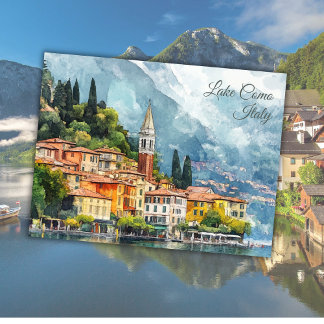 Lake Como Italy Vacation Europe Art Keepsake Postcard