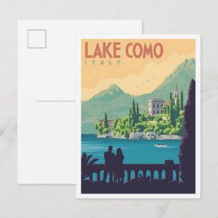 Lake Como Italy Vintage Art Travel Postcard
