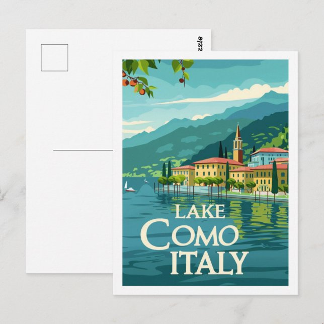 Lake Como Italy Vintage Famous Travel Place Postcard (Front/Back)