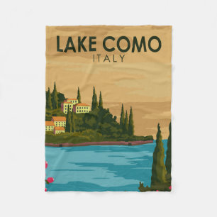 Lake Como Italy Vintage  Fleece Blanket