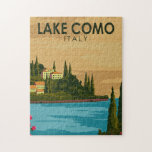 Lake Como Italy Vintage Jigsaw Puzzle<br><div class="desc">Lake Como vector art design. Lake Como,  in Northern Italy’s Lombardy region,  is an upscale resort area known for its dramatic scenery,  set against the foothills of the Alps.</div>