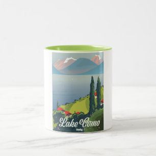 Lake Como Italy vintage style travel poster Two-Tone Coffee Mug