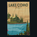 Lake Como Italy Vintage  Tea Towel<br><div class="desc">Lake Como vector art design. Lake Como,  in Northern Italy’s Lombardy region,  is an upscale resort area known for its dramatic scenery,  set against the foothills of the Alps.</div>