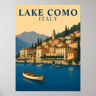 Lake Como Italy Vintage Travel Italian Lakes Poster