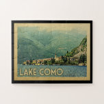 Lake Como Italy Vintage Travel Jigsaw Puzzle<br><div class="desc">Lake Como Italy design in Vintage Travel style featuring the beautiful mountain town of Menaggio,  Italy.</div>