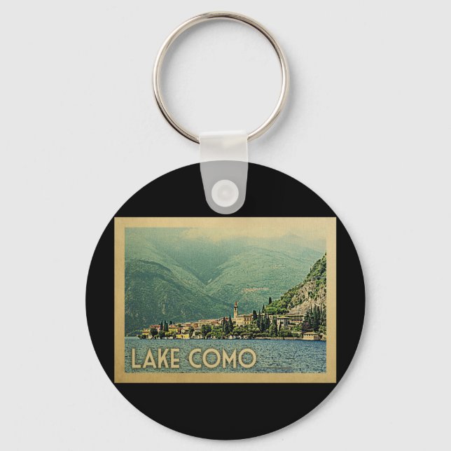 Lake Como Italy Vintage Travel Key Ring (Front)