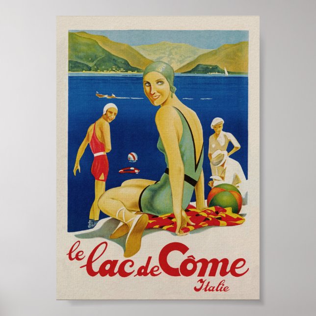 Lake Como Italy Vintage Travel Poster (Front)