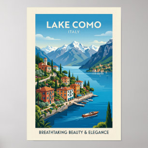 Lake Como Italy Vintage Travel Poster Art