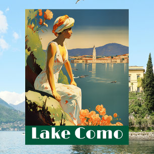 Lake Como Italy Vintage Travel Romantic Lakeside Postcard