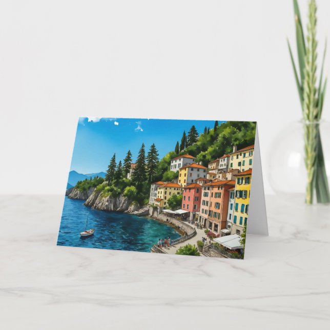 Lake Como Italy Watercolor Card (Front)