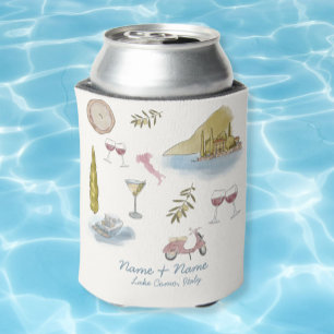 Lake Como Italy wedding Watercolor Can Cooler